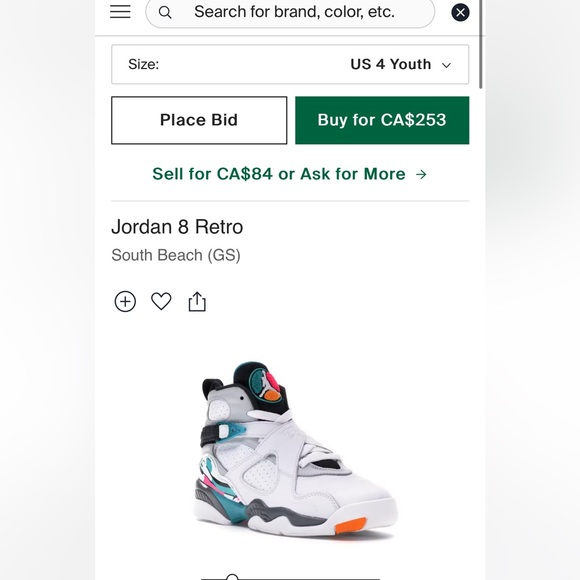 Jordan Retro 8 (South Beach) GS - Picture 1 of 4